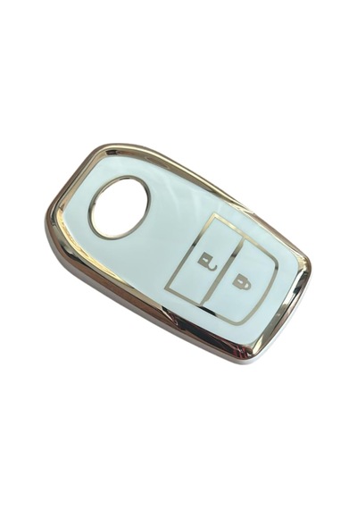 Autohan Keys Toyota Chr, Hilux, Corolla, Land Cruiser, Yaris Cross, Camry, Rav4 İçin 2 Butonlu Nano Anahtar Kılıfı Beyaz-altın