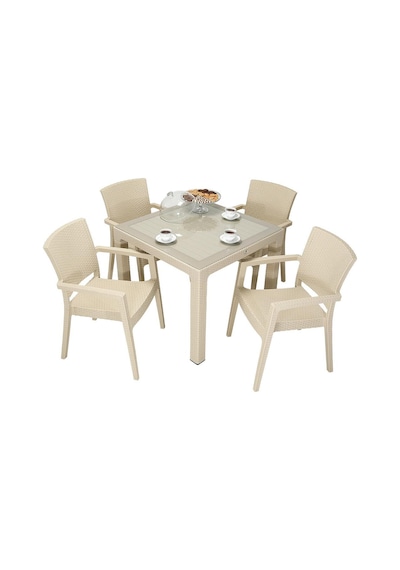 Mandella Elit Rattan 90x90 Zeus Koltuk Camlı Masa Takımı Çölbeji Diğer