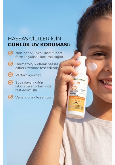 Ecowera Spf50+ Baby&Kids Mineral Güneş Kremi 100 Ml