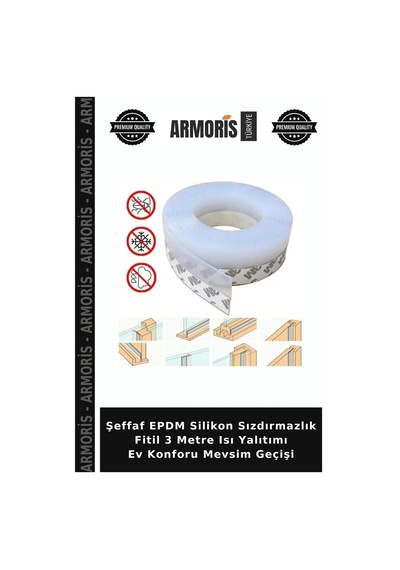 Şeffaf Epdm Silikon Sızdırmazlık Fitil 3 Metre Isı Yalıtımı Ev Konforu Mevsim Geçişi
