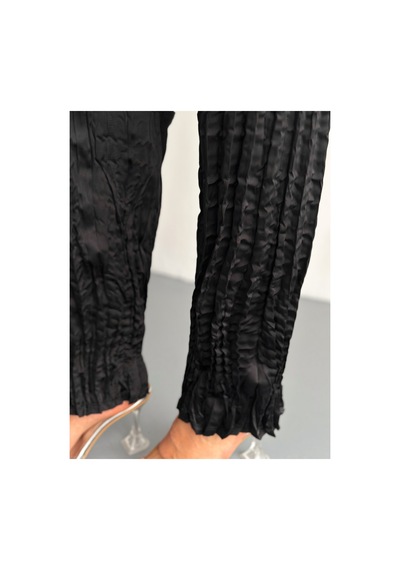 Gugus Kadın Saten Pantolon Trend Wide Leg Model Siyah