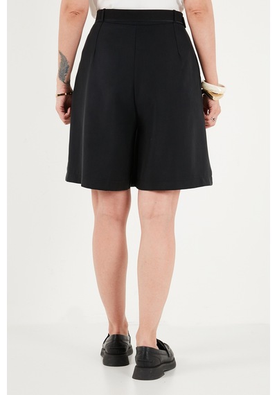 Lela Kemerli Yüksek Bel Relaxed Fit Bermuda Short Bayan Short 145m39764 Siyah
