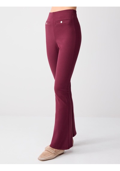 Jimmy Key Bordo Bol Paça Yüksek Bel Dar Kesim Örme Pantolon 6sw185412562
