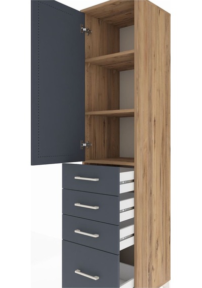 Hyperion Dolap 3 Raflı 4 Çekmeceli Tek Kapaklı 44x44x195 Çam-... Çam