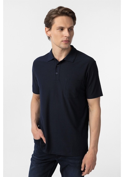 Süvari Lacivert Regular Armürlü Polo Yaka Tişört-37272 Lacivert