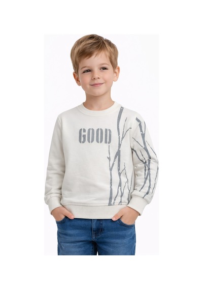 Baglan Erkek Çocuk Önü Arkası Baskılı Sweatshirt Bgl-st05240 Ekru