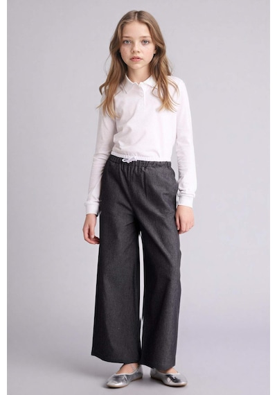 Defacto Wıde Leg Jean Görünümlü Pantolon Kız Çocuk G6814a826smbk27 Siyah-bk27