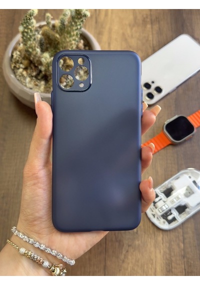 Apple iPhone 12 Pro Max Uyumlu Süper İnce Mat Ultra Thin Silikon Kılıf Lacivert