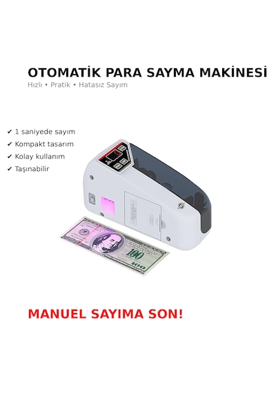 Otomatik Para Sayma Makinesi Hızlı Banknot Sayacı Kompakt Ve Pratik Kullanım