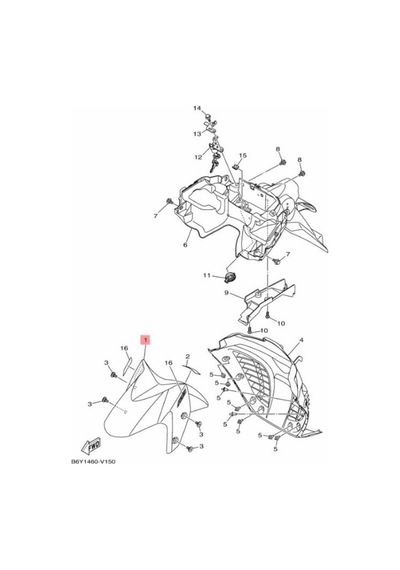 Yamaha Nmax 125-155 Ön Çamurluk - Nardo Gri 2021-2024 - 2dpf1511003e