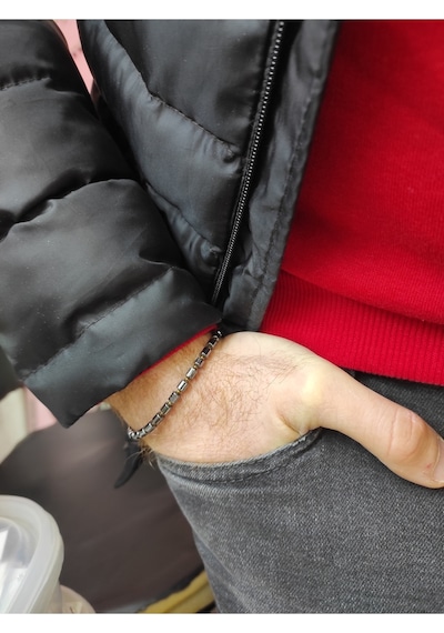 Oriental Kuyumculuk Jewellery Siyah Hematit Doğal Taşlı Ayarlamalı Bileklik Siyah