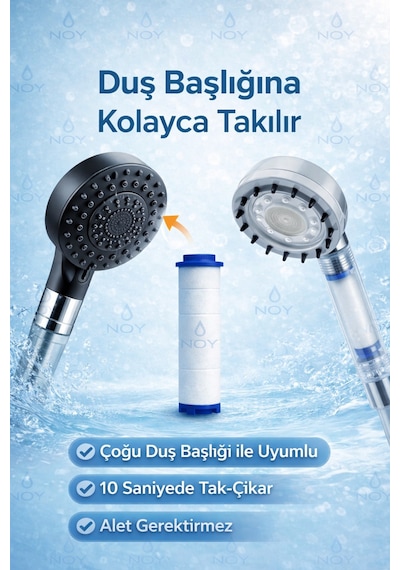 Filtreli Duş Başlığı Uyumlu Yedek Filtresi Kireç Kir Pas Önleyici 5 Adet Mavi