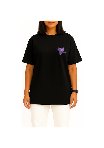 Bahriyeli Collection Oversize Haunter Cep Baskılı Unisex T-shirt Siyah