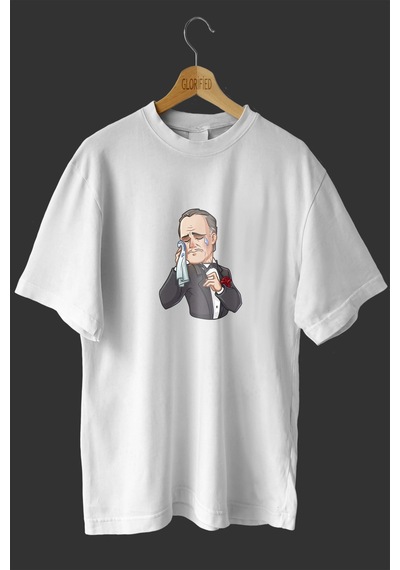 Noıssey -wed Godfather Tasarım Baskılı Oversize T-shirt Tişört Beyaz