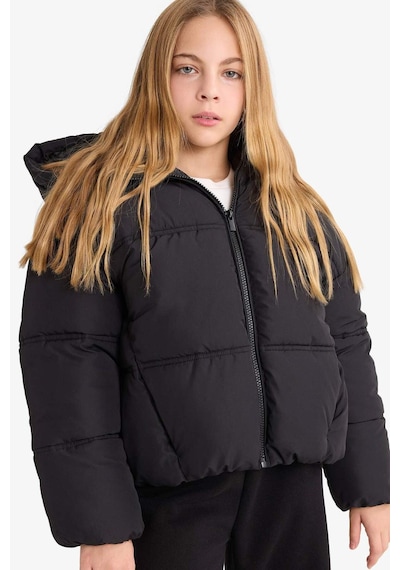 Defacto Kapüşonlu Mont Kız Çocuk F5876a826spbk27 Siyah-bk27