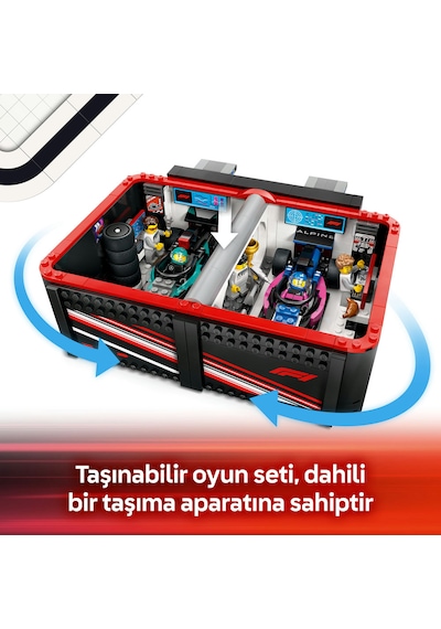 LEGO® City F1® Garajı ve Mercedes-AMG ve Alpine Arabaları 60444 -7 Yaş ve Üzeri Çocuklar için Yarış Arabası İçeren Oyuncak Yapım Seti(678P)