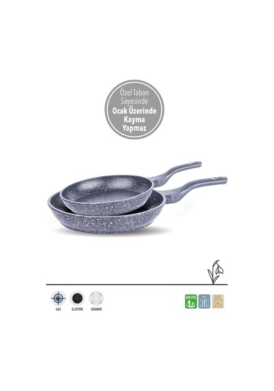 D3007 Döküm Granit 2'li 20-28 Cm Tava Seti Çok Renkli