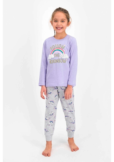 Roly Poly 2455 Kız Çocuk Follow The Rainbow Lila Uzun Kol Pijama Takımı Lila