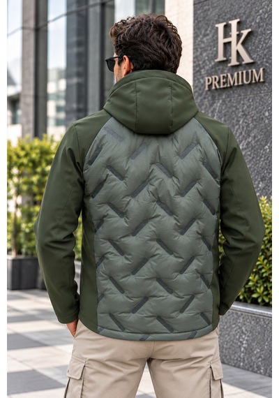 Hk Premium Erkek Parmak Baskı Kapitone %100 Polyester Hibrit Softshell Kapüşonlu Şişme Mont Haki Hk Premium Erkek Parmak Baskı Kapitone %100 Polyester Hibrit Softshell Kapüşonlu Şişme Mont Haki