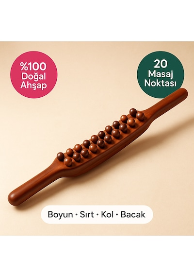 Dogal Ahsap Gua Sha Masaj Aleti 20 Masaj Noktalı Kas Gevşetme Ve Çok Yönlü Kullanım Ahşap