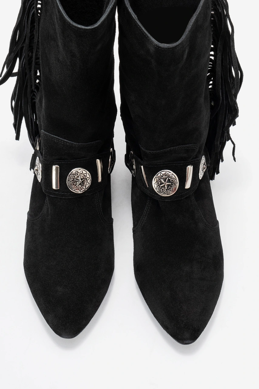 Luvishoes Luvi Shoes Selora Siyah Süet Püsküllü Hakiki Deri Tokalı Kadın Western Bot Siyah Süet Luvishoes Luvi Shoes Selora Siyah Süet Püsküllü Hakiki Deri Tokalı Kadın Western Bot Siyah Süet