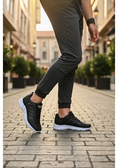 Enoch Erkek Nefes Alan Yürüyüş Ayakkabısı - Hafif Taban Spor Sneaker Siyah - Beyaz Enoch Erkek Nefes Alan Yürüyüş Ayakkabısı - Hafif Taban Spor Sneaker Siyah - Beyaz