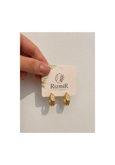 Gold Dokulu Kalın Halka Kadın Küpe Altın 94463442