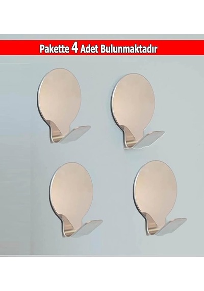 Ardini Paslanmaz Çelik Kendinden Yapışkanlı Bornoz Havlu Askısı Yuvarlak 4'lü Çok Renkli