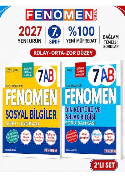 2027 7.sınıf 7ab Sosyal Bilgiler-7ab Din Kültürü Maarif Yeni Müfredat Soru Bankası Seti 2 Kitap Orta-zor-ileri