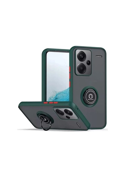 Newface Xiaomi Redmi Note 13 Pro Plus Kılıf Montreal Yüzüklü Silikon Kapak - Yeşil