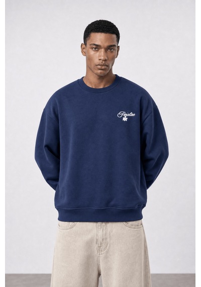 Respire Erkek Finalize Patch Detaylı Oversize Sweatshirt Lacivert