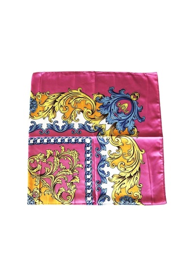 Tikitonki Otantik Çiçek Desenli Saten Pembe Eşarp 90x90 Pembe Pembe