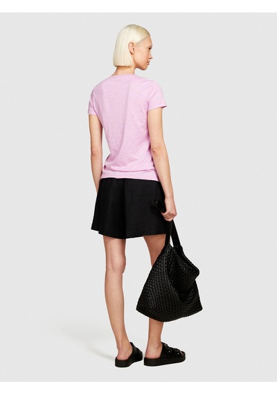Sisley Pamuk Modal Karışımlı Bisiklet Yaka T-shirt Kadın Sarı T-shirt - 324p3tnhl103l