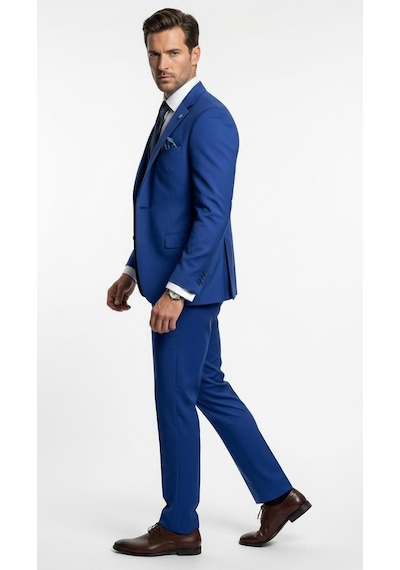 Erkek 3 Parça Slim Fit Takım Elbise Klasik Likralı Kumaş, Tek Düğme, Çift Yırtmaçlı Modern Kesim Ceket Yelek Pantolon Saks Erkek 3 Parça Slim Fit Takım Elbise Klasik Likralı Kumaş, Tek Düğme, Çift Yırtmaçlı Modern Kesim Ceket Yelek Pantolon Saks