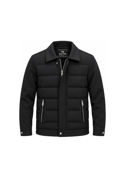 Rayyen Slim Fit Erkek Yakalı Dolum Mont 7815 Siyah