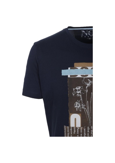 Erkek Tişört Bisiklet Yaka Lacivert Slim Fit Baskılı T-shirt Ncs Jeans 1228-lacivert Lacivert