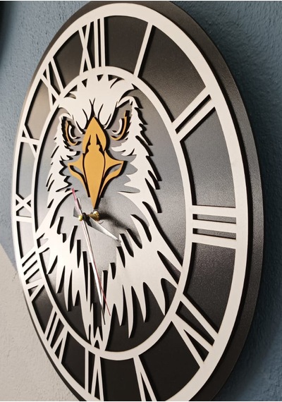 Kartal Temalı Beşiktaş Duvar Saati Dekoratif Taraftar Saati Ahşap - Siyah