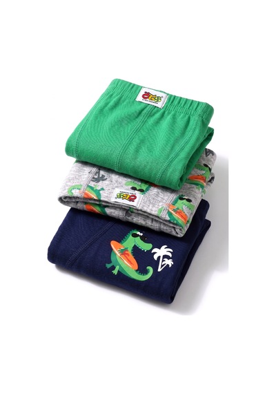 Öts Erkek Çocuk 3 Lü Pamuklu Boxer Baskılı Premium Günlük Kullanım 7814-3 Renkli