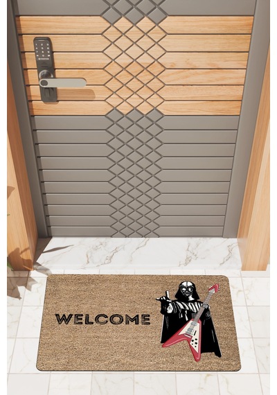 Rugmood Modern Dijtal Baskı Kahverengi Star Wars Darth Vader Gitar Kapı Önü Paspası Çok Renkli