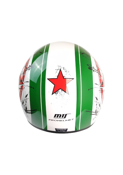 Mts FX-101 Star/Italy Açık Motosiklet Kaskı Beyaz - Yeşil