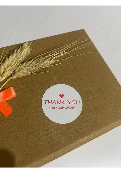 Thank You For Your Order Kalpli Kırmızı Yazılı Yuvarlak Yapışkanlı Etiket 5x5 Cm 100 Adet
