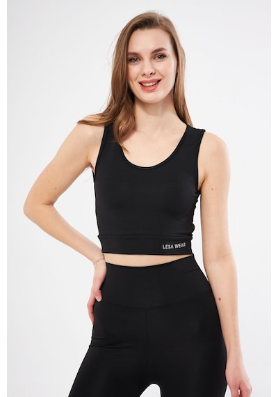 Lesa Wear Halter Yaka Crop Top Spor Sütyeni Siyah