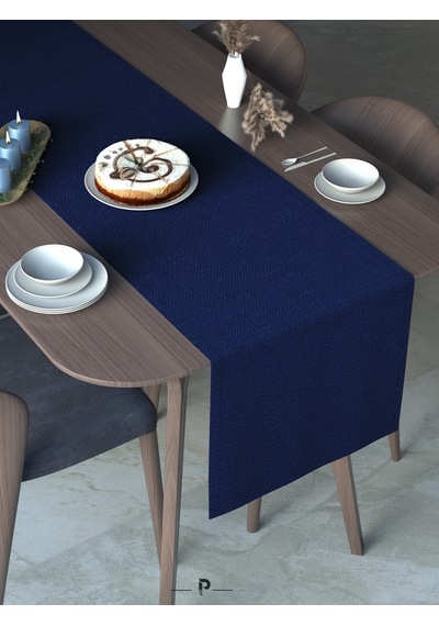 Br Perle Perle Home Keten Dokulu Runner Lacivert Renk Dekoratif Şık Runner Örtü