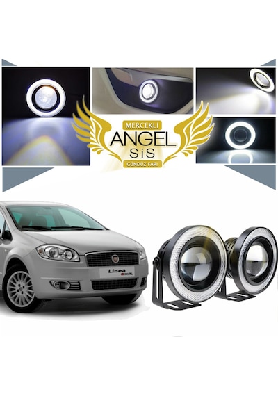 Fiat Linea Uyumlu, Universal Mercekli Led Sis Farı, 76mm Beyaz Renk