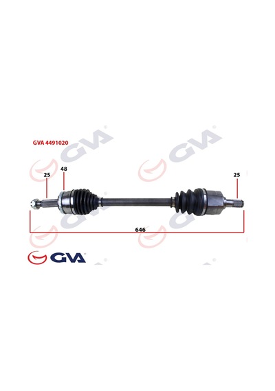 Gva Komple Aks Sol Hyundaı İ20 1.4l D4fc Crdi 08-15 Abs Li 25x27 - Abs 48 Diş Komple Boy 646mm Gva 4491020 495001j400