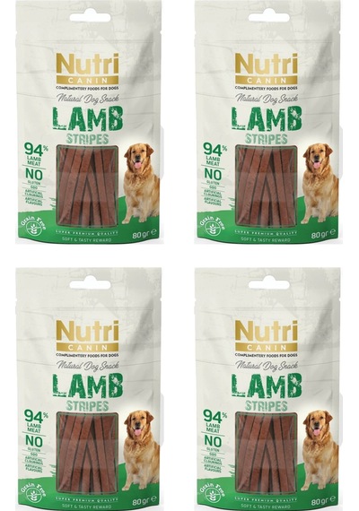 Nutri Canın Stripes Tahılsız Kuzu Etli Köpek Ödül Maması 4 x 80 G