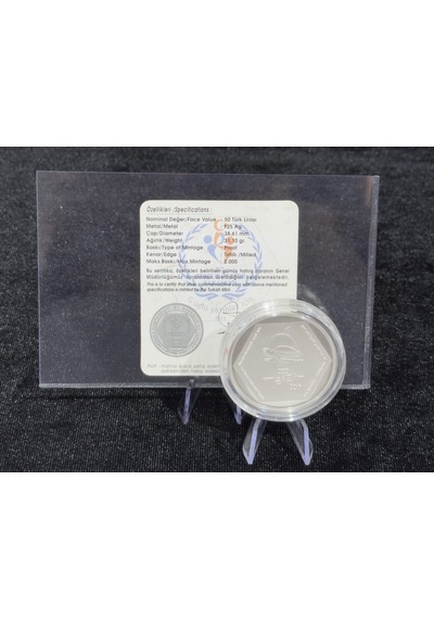 2013 Mersin Xvıı. Akdeniz Oyunları 50 Türk Lirası 925 Ayar Gümüş Proof Sertifikalı