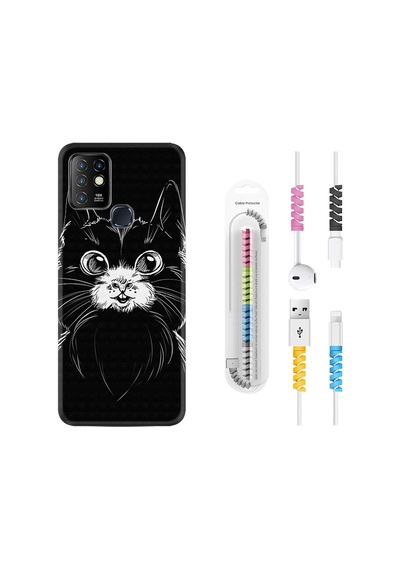 Infinix Hot 10 Kılıf Kablo Koruyuculu Komik Kedi 1863