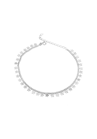 Brezza Lusso Jewelry Yıldız Figürlü Gurmet Zincir Gümüş Kadın Ayak Halhal Gümüş