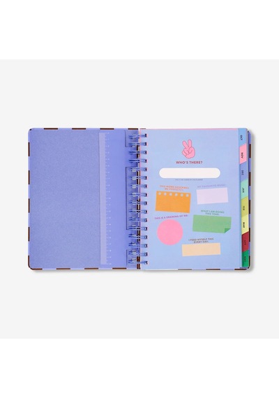 Flying Tiger Bordo Kareli Çalışma Planlayıcı Defter Çok Renkli